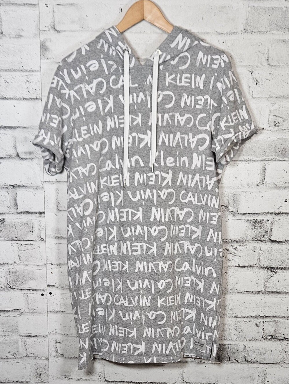 Calvin Klein Performance Hooded Sweatshirt Dress Logo Print Medium
